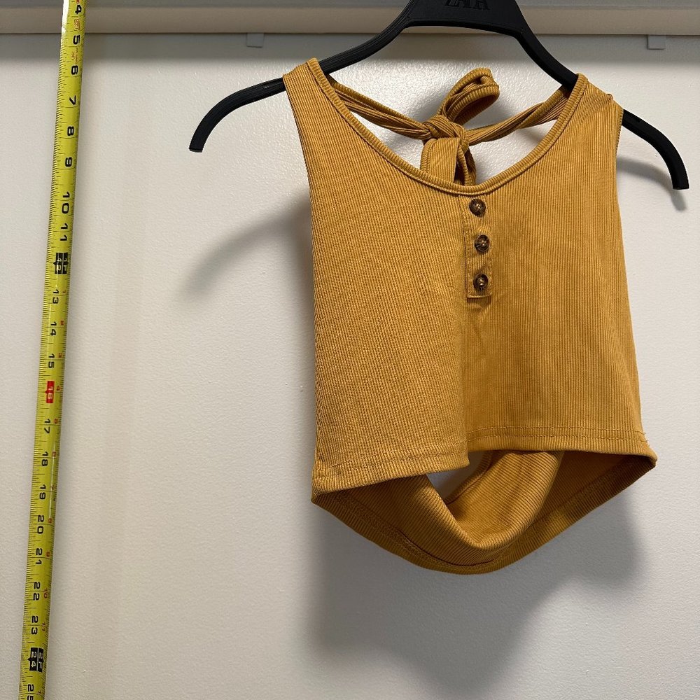 Halter Ribbed Crop Top with Buttons